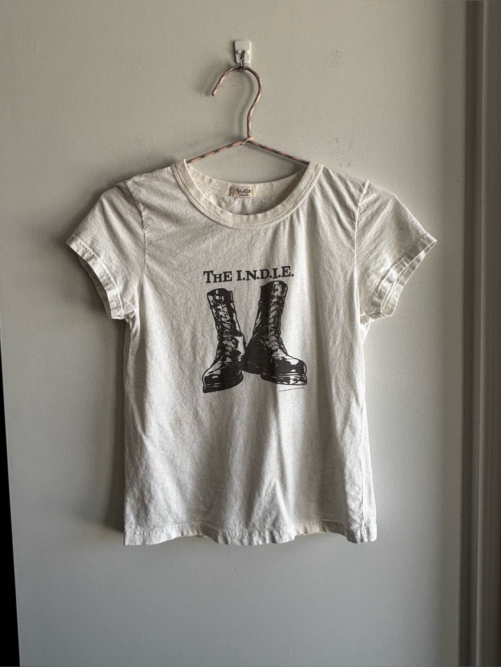 Brandy Melville White Graphic 'The I.N.D.I.E.' Tee